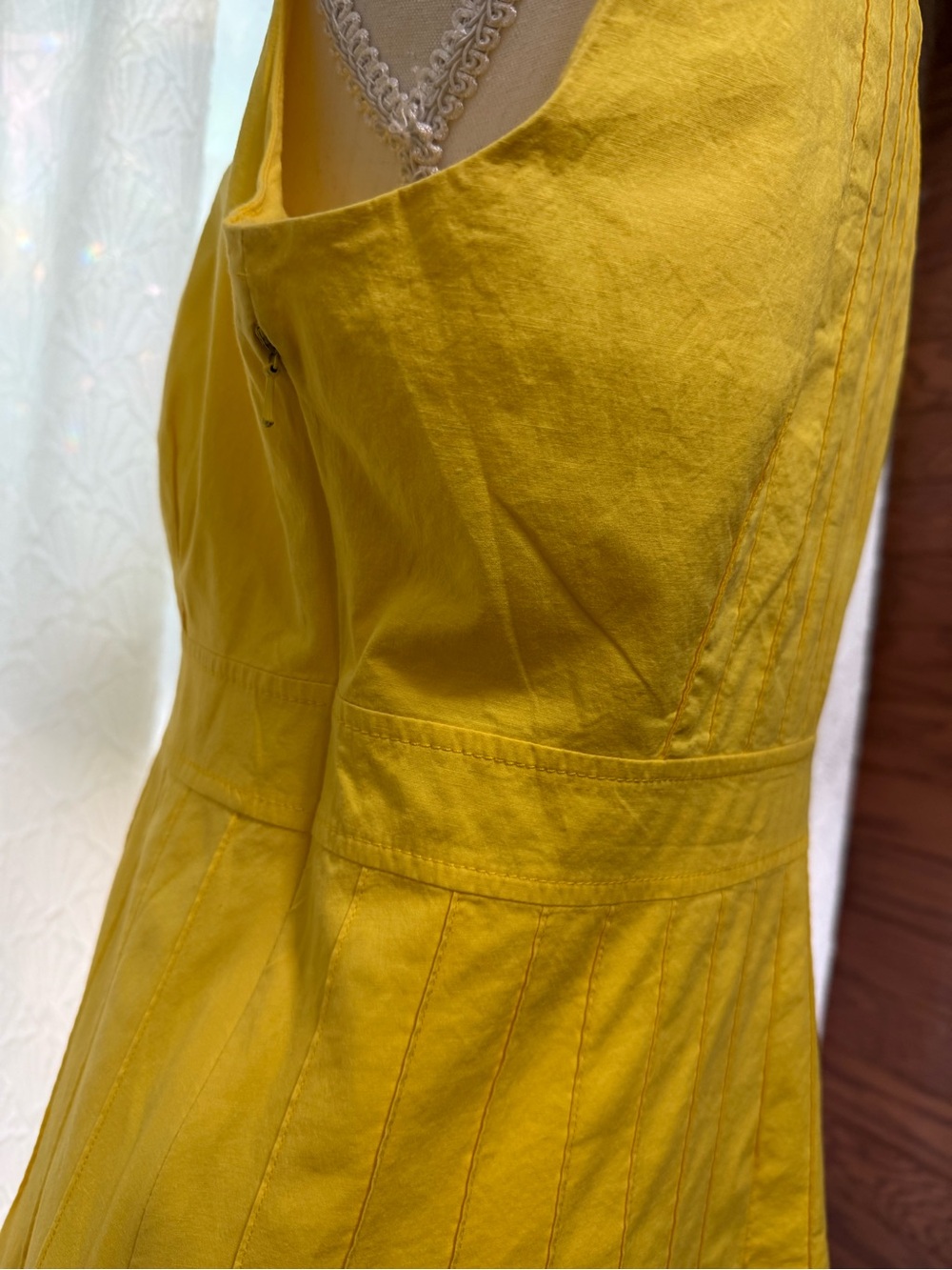 Tory Burch Yellow Sleeveless Midi Dress with Fringe Hem - Picture 6 of 10